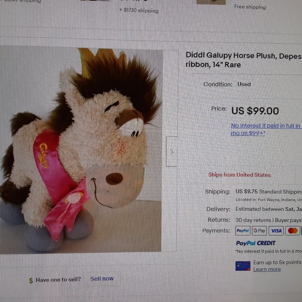 Diddl Galupy Horse Plush, Depesche Germany, crown, pink ribbon, 14" -RARE - Picture 4 of 11